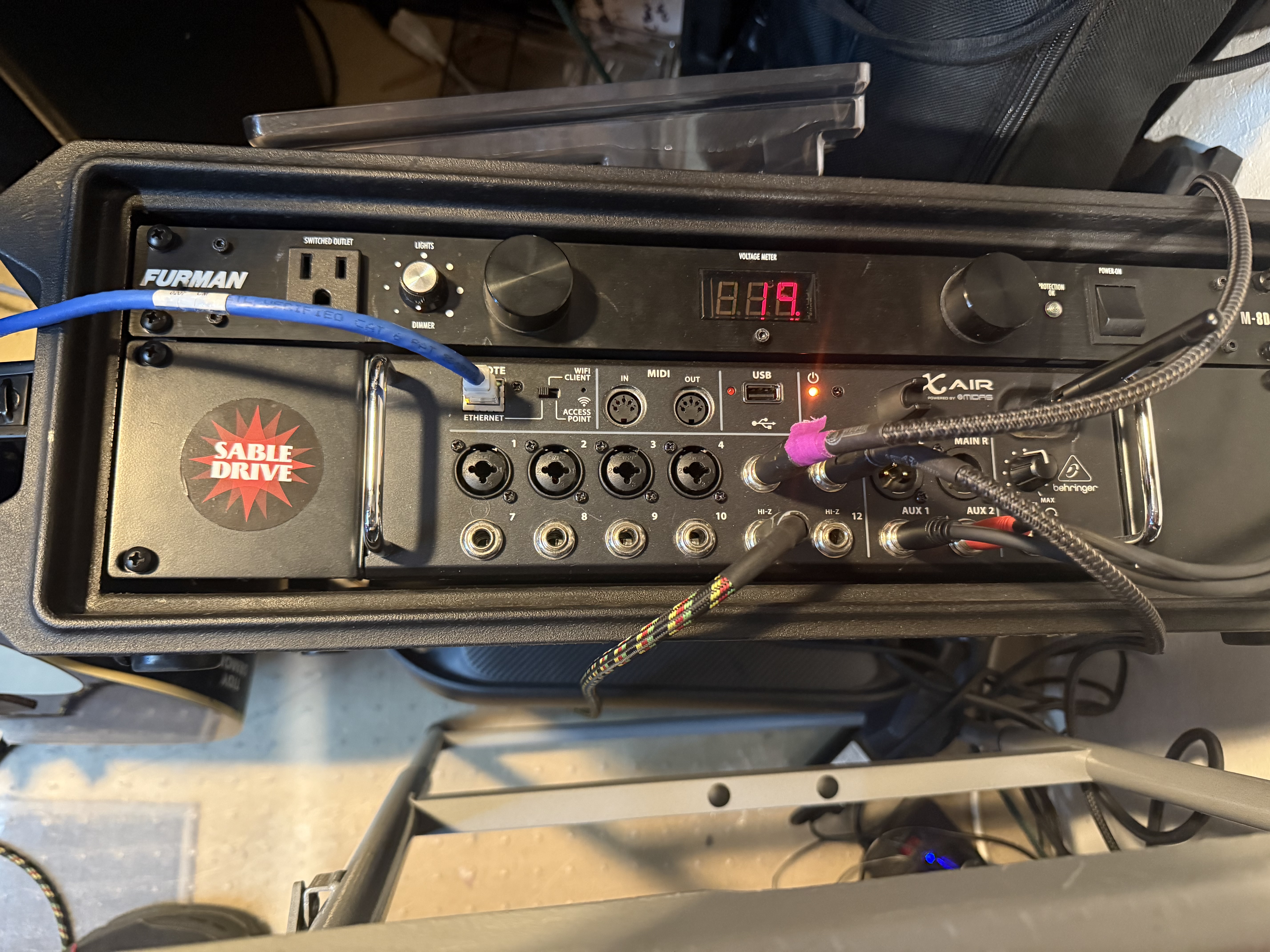 The XR 12 mixer with some stuff plugged in
